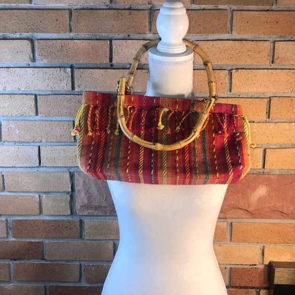 no brand Handbags - Multicolor bamboo handles handbag NWOT